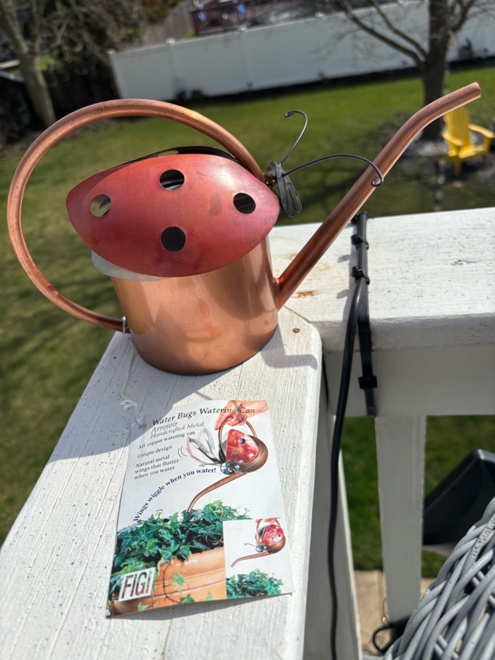 Ladybug Watering Can Copper Rare FIGI NEW